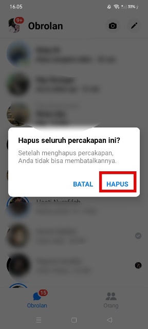 Konfirmasi Hapus Percakapan