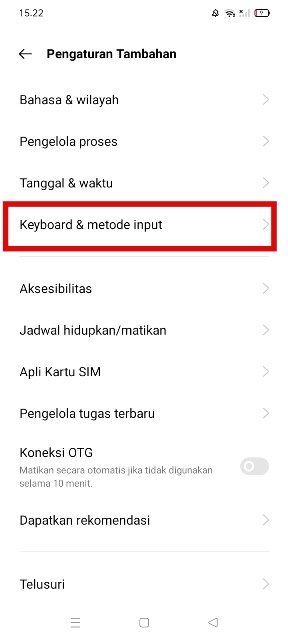 Menu Keyboard dan Metode Input