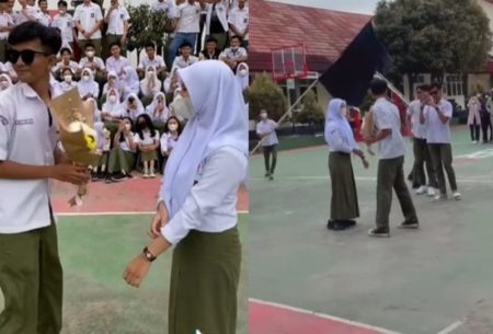 Momen Siswa SMA Nembak Gebetan di Depan Teman Satu Angkatan Sukses Bikin Baper