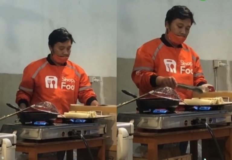 Multitasking Driver Pengantar Makanan Bantu Masak Pesanan Gegara Tak Sabar Nunggu