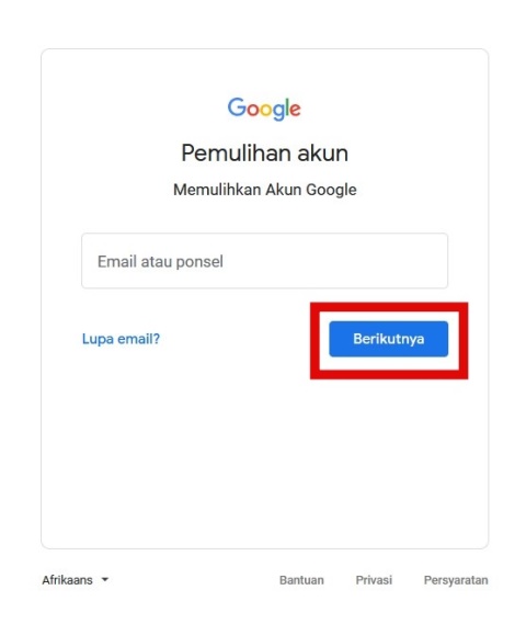 Pemulihan Akun Pemulihan Akun