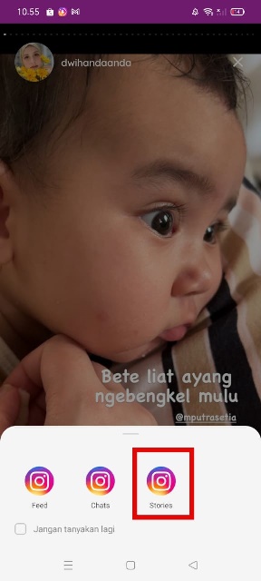 Pilih Bagikan ke Story