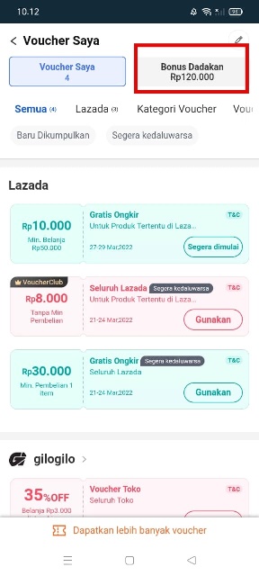 Pilih Bonus Dadakan