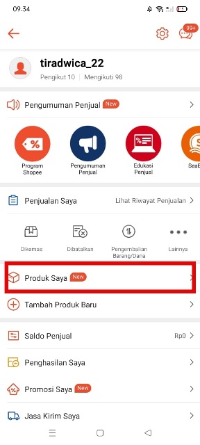 Pilih Menu Produk Saya