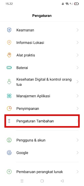 Pilih Pengaturan Tambahan