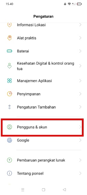 Pilih Pengguna dan Akun