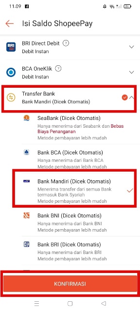 Pilih Rekening Bank