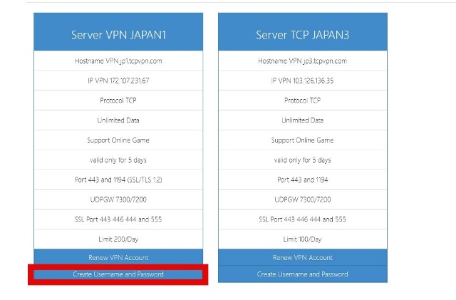 Pilih Server Japan