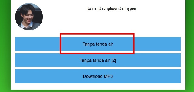 Pilih Tanpa Username atau Tanda Air