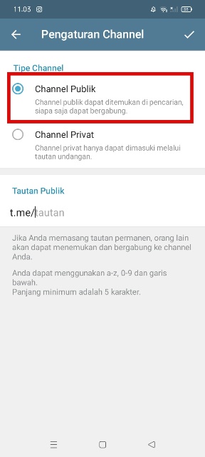 Pilih Tipe Channel