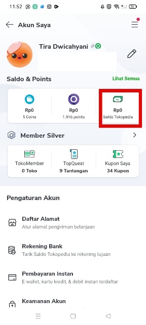 Pindahkan Saldo Tokopedia