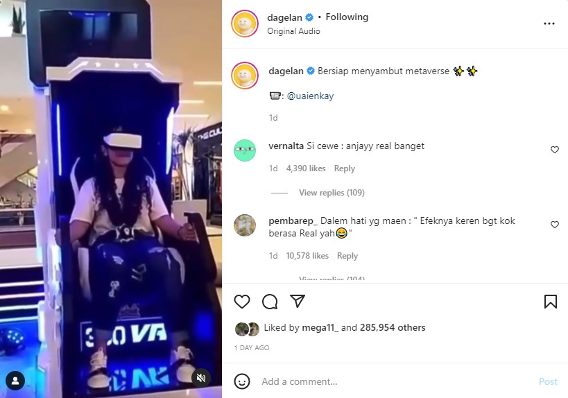 Screenshot Unggahan Akun Instagram @dagelan