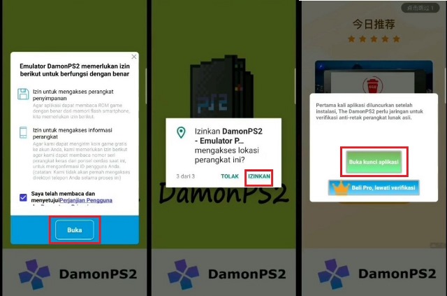 Setting aplikasi Damon PS2