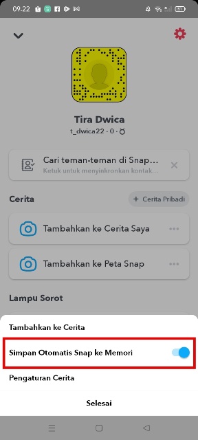 Simpan Otomatis Snap ke Galeri