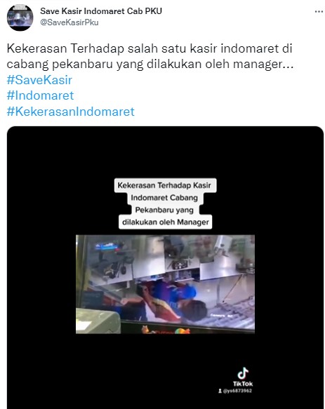 Tangkapan Layar Video Kekerasan Terhadap Kasir Indomaret