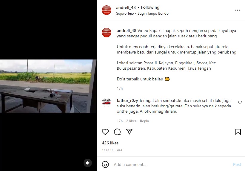 Tangkapan Layar Video yang Diunggah Akun Instagram @andreli 48