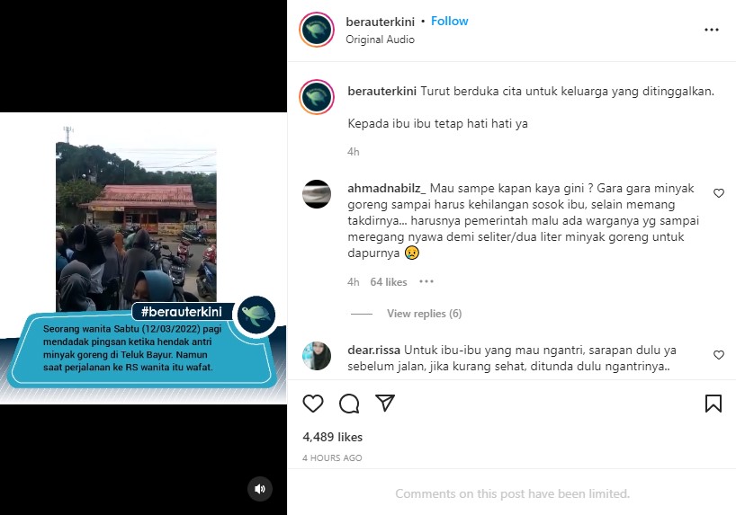 Unggahan Akun Instagram @berauterkini