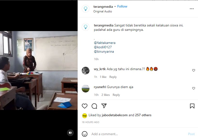 Unggahan Akun Instagram @terangmedia