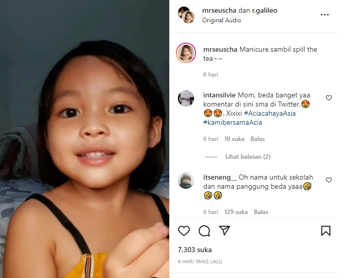 Unggahan Video di Akun Instagram @mrseuscha