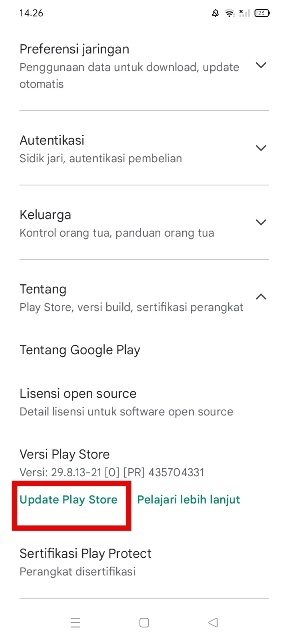 Update Play Store