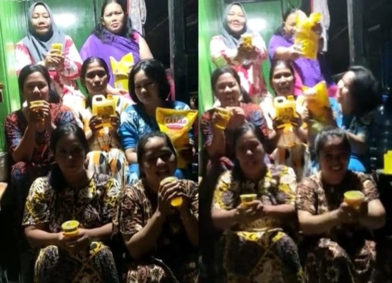 Viral Aksi Lucu Emak emak Nyanyi Sambil Pegang Minyak Goreng Hanya Dia