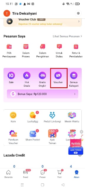 Apakah bonus dadakan lazada bisa belanja gratis