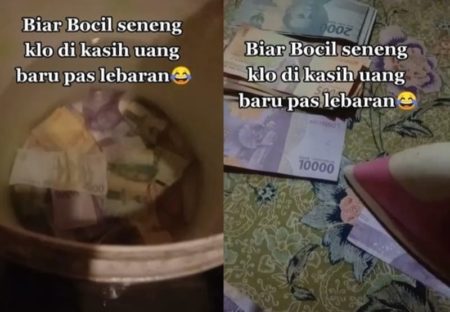 Agar Terlihat Baru Saat Dibagikan ke Bocil Wanita Pilih Cuci dan Setrika Uang