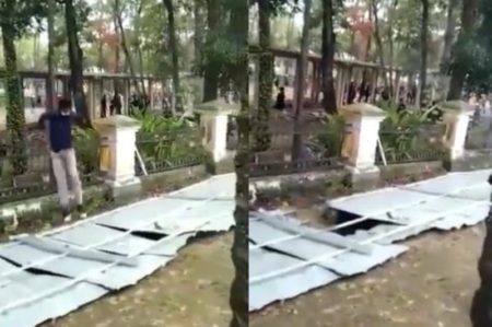 Apes Lompati Pagar Saat Ikut Demo Pemuda ini Malah Terjun Bebas ke Selokan
