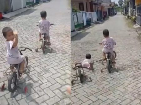 Asyik Bersepeda di Komplek Sepeda Bocah ini Mendadak Terbelah Jadi 2 Auto Nyungsep