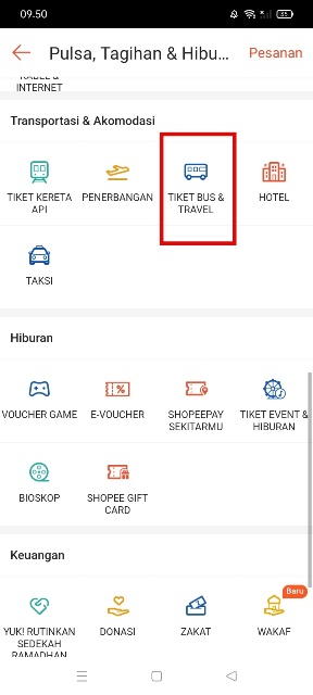 Cara Beli Tiket Bus Online Shopee
