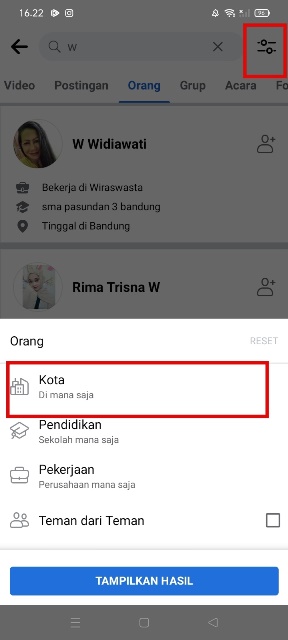 Cari Orang Berdasarkan Kota