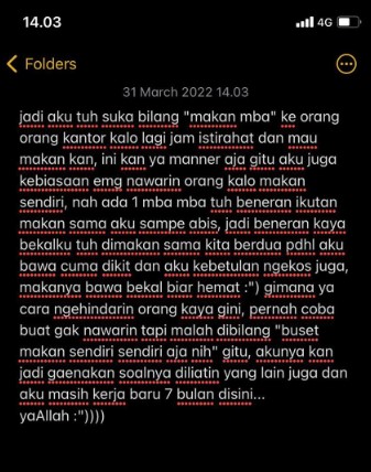 Curhatan Karyawan Nawarin Makan ke Rekan Kerja