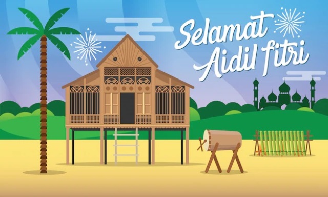 Gambar Ucapan Lebaran Lengkap dengan Gambar Rumah