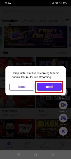 Install Alat Streaming