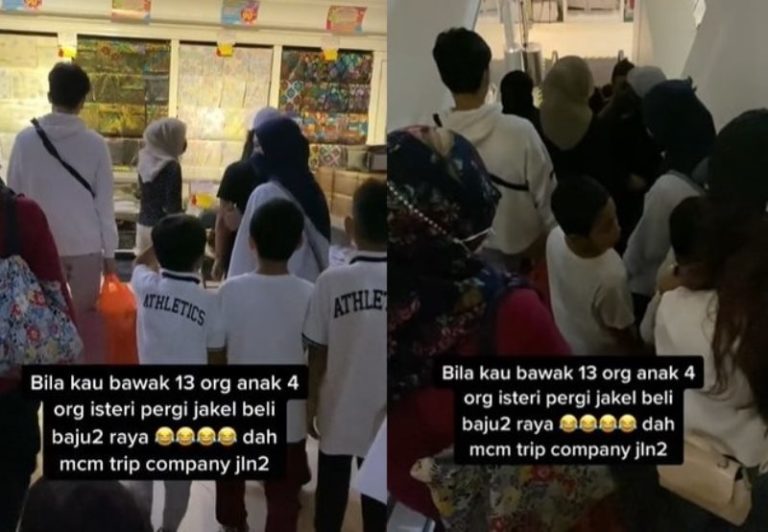 Kayak Liburan Pria ini Bawa 4 Istri dan 13 Anaknya Untuk Belanja Baju Lebaran di Mall