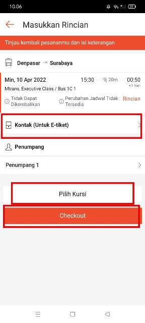 Lengkapi dan Tinjau Kembali Tiket