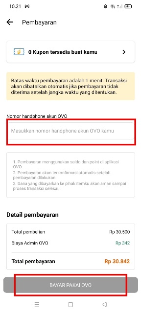 Masukan Nomor OVO