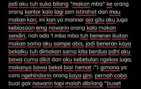 Niatnya Basa basi Nawarin Makan Rekan Karyawan ini Malah Beneran Ikut Makan Hingga Habis