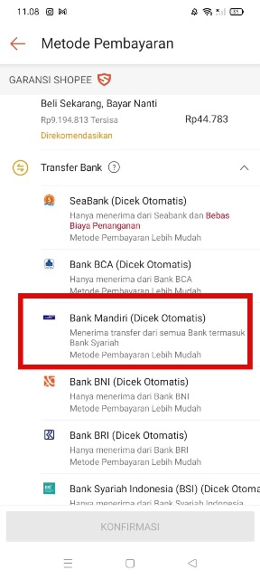 Pilih Bank Mandiri