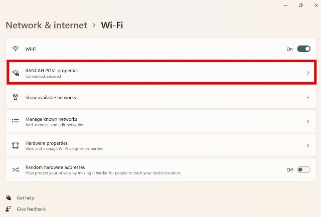 Pilih Jaringan WiFi yang tersedia