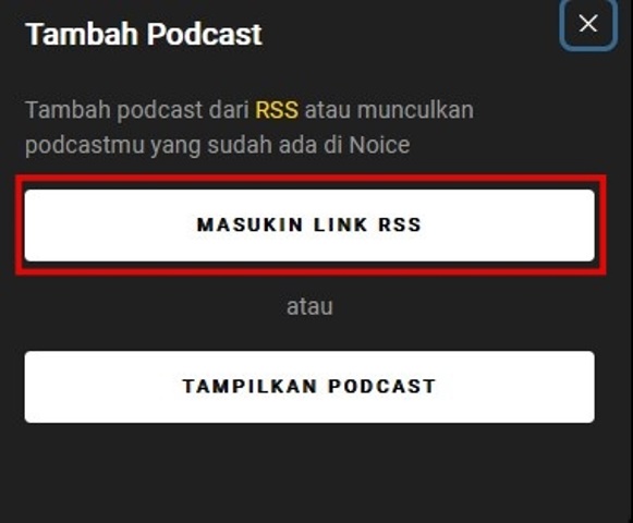 Pilih Jenis Podcast - Cara Upload Podcast di Noice
