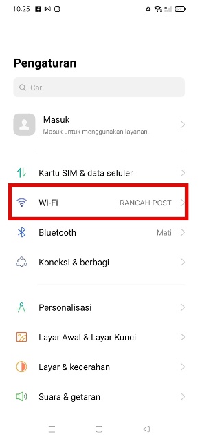 Pilih Menu WiFi
