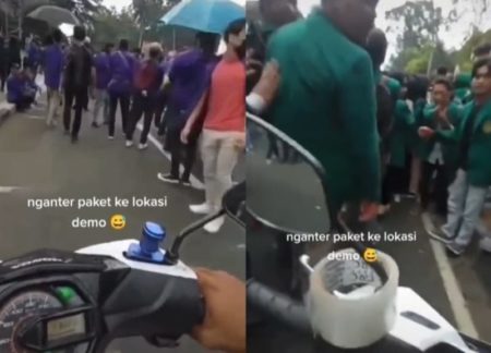 VIRAL Momen Epic Kurir Terobos Demo Mahasiswa Demi Antar Paket Endingnya Tak Terduga