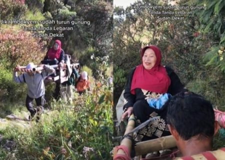 Viral Momen Mbok Yem Turun dari Puncak Gunung Lawu Untuk Lebaran Bareng Keluarga