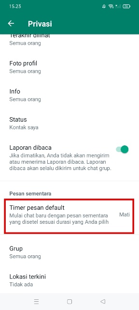 Cara Menghilangkan Pesan berwaktu di WA