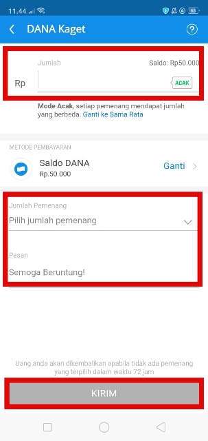 Atur Jumlah dan Penerima
