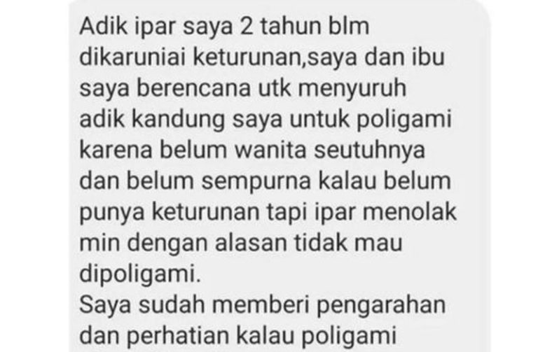 Bikin Geram Kakak Minta Adik Poligami Gegara Istrinya Tak Kunjung Hamil