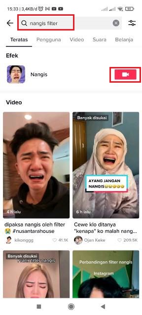 Filter Nangis Mewek TikTok