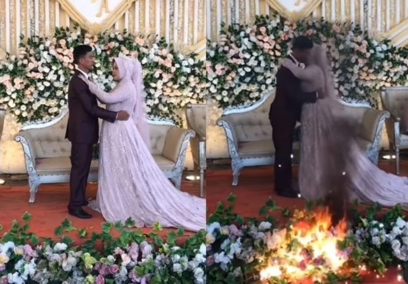 Gagal Romantis Momen Wedding Kiss Berujung Panik Gegara Terjadi Kebakaran