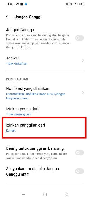 Hanya Izinkan Panggilan dari Kontak